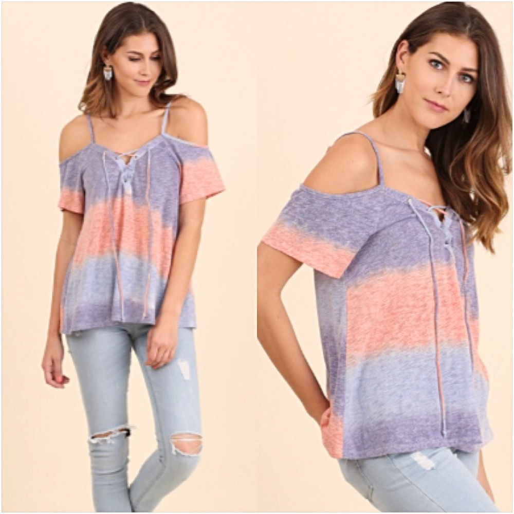 📍SALE Boho Chic Tie Dye Lace Up Flowy Top SML - Picture 3 of 7